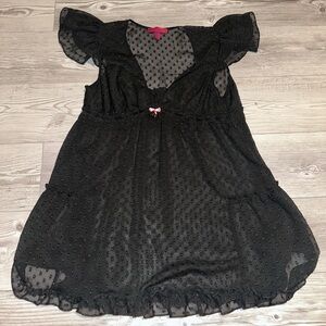 Vintage Betsey Johnson Black Sheer Polka Dot Dress, Size L